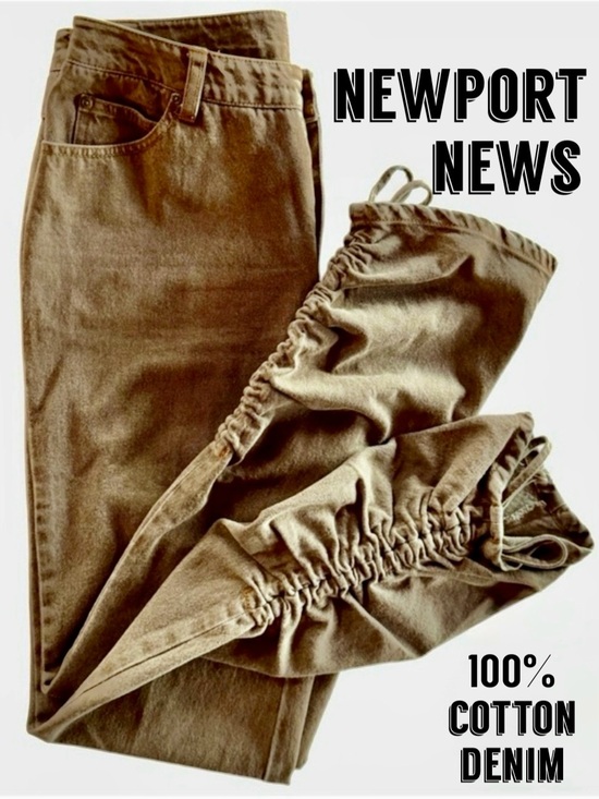 Newport News Denim - Newport News Taupe Brown Ruched Tapered Leg Denim Jeans (10)